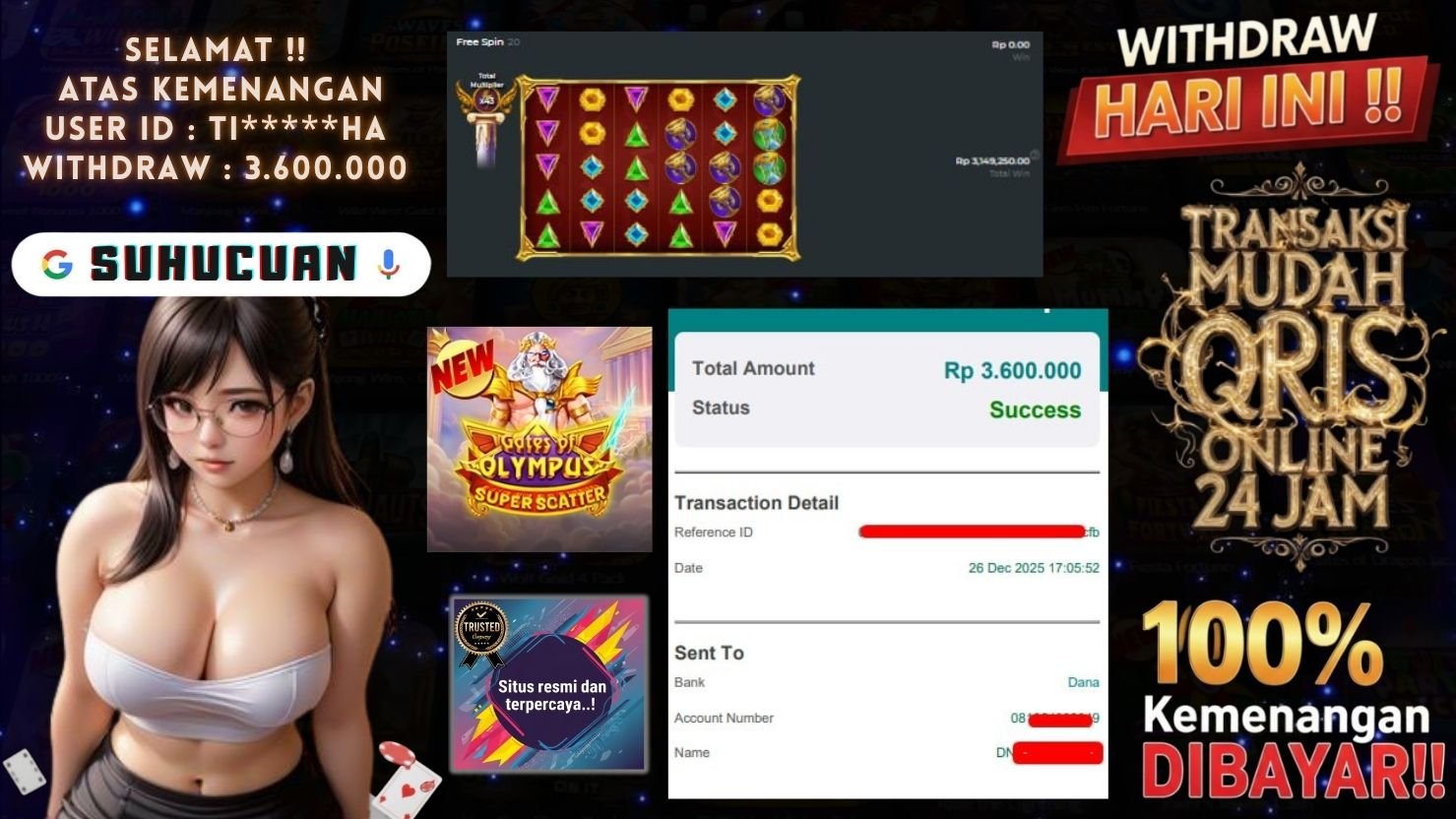 SUHUCUAN JACKPOT SLOT GATES OF OLYMPUS SUPER SCATTER